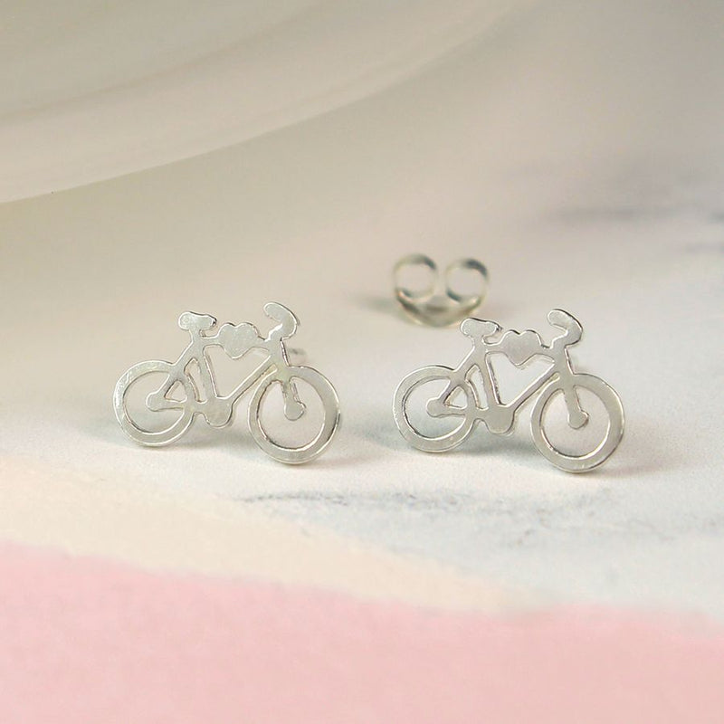 Clustdlysau Styd Arian | Sterling Silver Studs - Bike