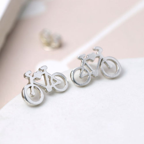 Clustdlysau Styd Arian | Sterling Silver Studs - Bike