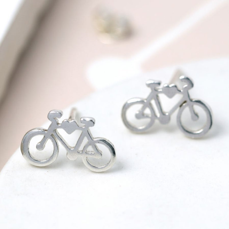 Clustdlysau Styd Arian | Sterling Silver Studs - Bike