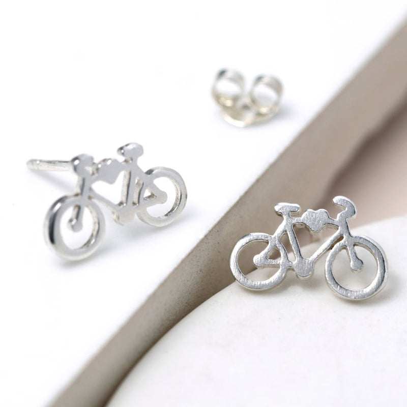 Clustdlysau Styd Arian | Sterling Silver Studs - Bike