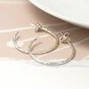 Clustdlysau Arian | Sterling Silver Earrings - Textured Open Hoops