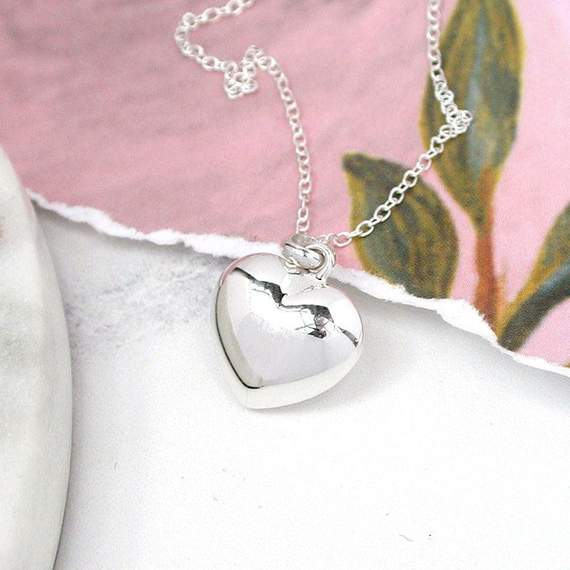 Cadwen Arian | Silver Necklace - Puffed Heart Pendant