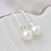 Clustdlysau Arian | Sterling Silver Earrings - Crystal Pearl Drop