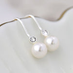 Clustdlysau Arian | Sterling Silver Earrings - Crystal Pearl Drop