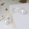 Clustdlysau Arian | Sterling Silver Earrings - Crystal Pearl Drop