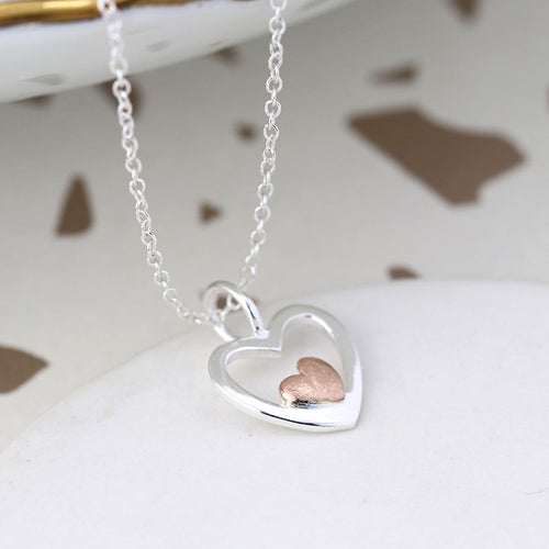 Cadwen Arian | Silver Necklace - Heart in Heart Pendant