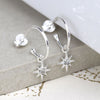 Clustdlysau Arian | Sterling Silver Earrings - Rhinestone Stars on Hoop