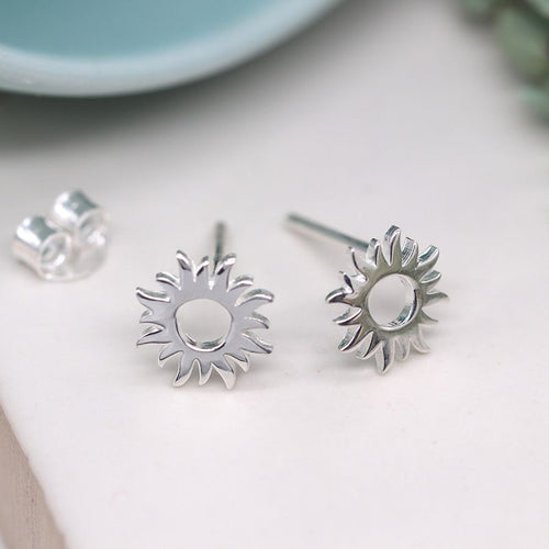 Clustdlysau Arian | Sterling Silver Earrings - Sunburst