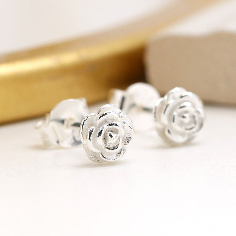 Clustdlysau Arian | Sterling Silver Earrings - Rose