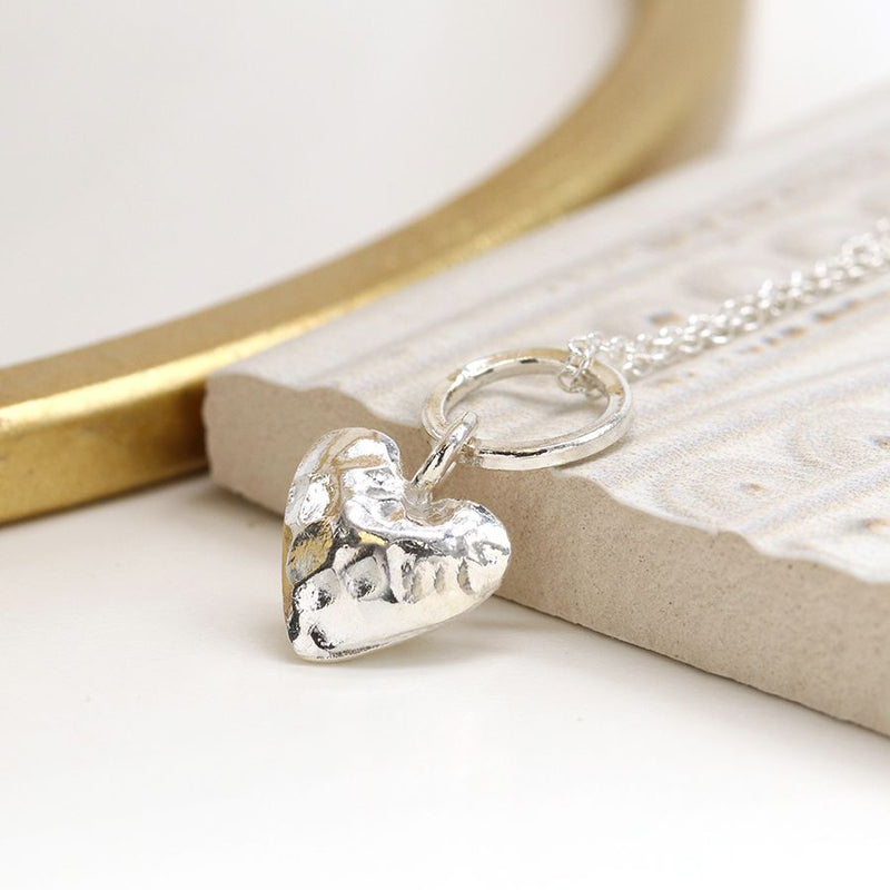 Cadwen Arian | Silver Necklace - Hammered Hoop & Heart