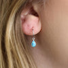 Clustdlysau Arian | Sterling Silver Earrings - Blue Opal on Half Hoop