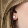 Clustdlysau Styd Arian | Sterling Silver Stud Earrings - Oval White Opal