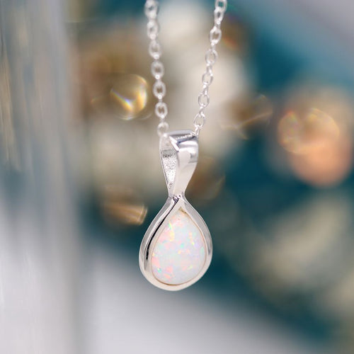 Cadwen Arian | Silver Necklace - White Opal Teadrop