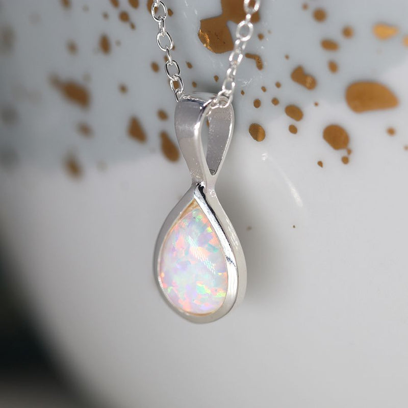 Cadwen Arian | Silver Necklace - White Opal Teadrop