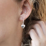 Clustdlysau Arian | Sterling Silver Earrings - Half Hoop and Heart