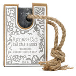 Sebon ar Gortyn | Agnes & Cat Soap on a Rope - Sea Salt and Moss