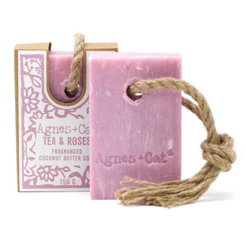 Sebon ar Gortyn | Agnes & Cat Soap on a Rope – Tea & Roses