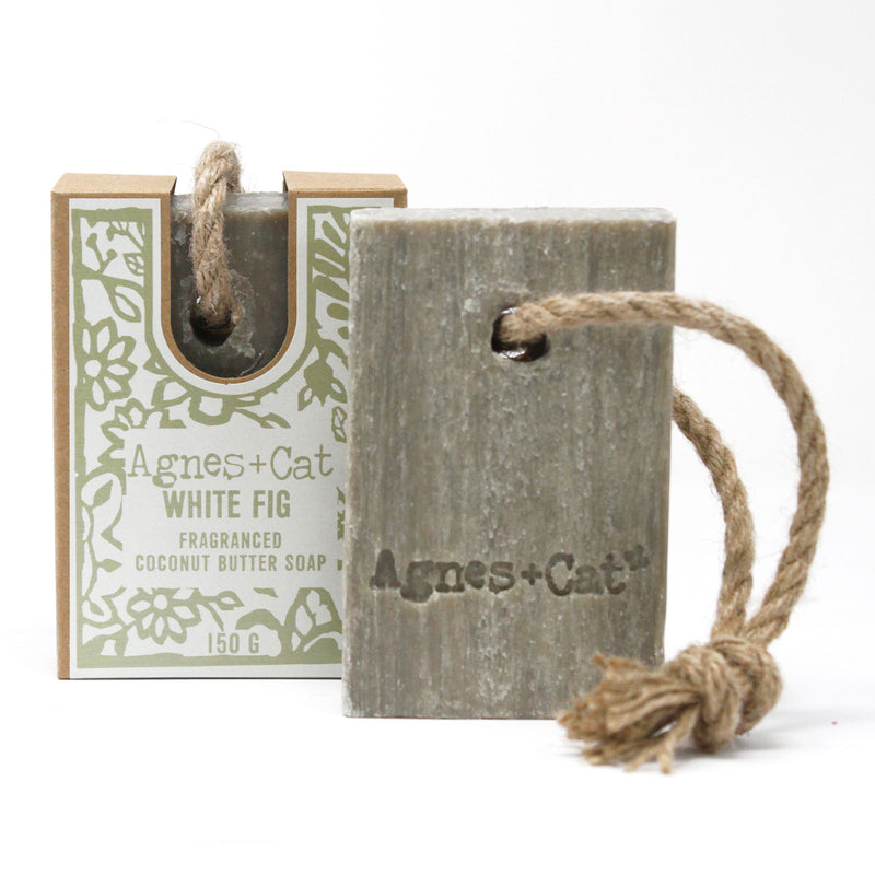 Sebon ar Gortyn | Agnes & Cat Soap on a Rope - White Fig