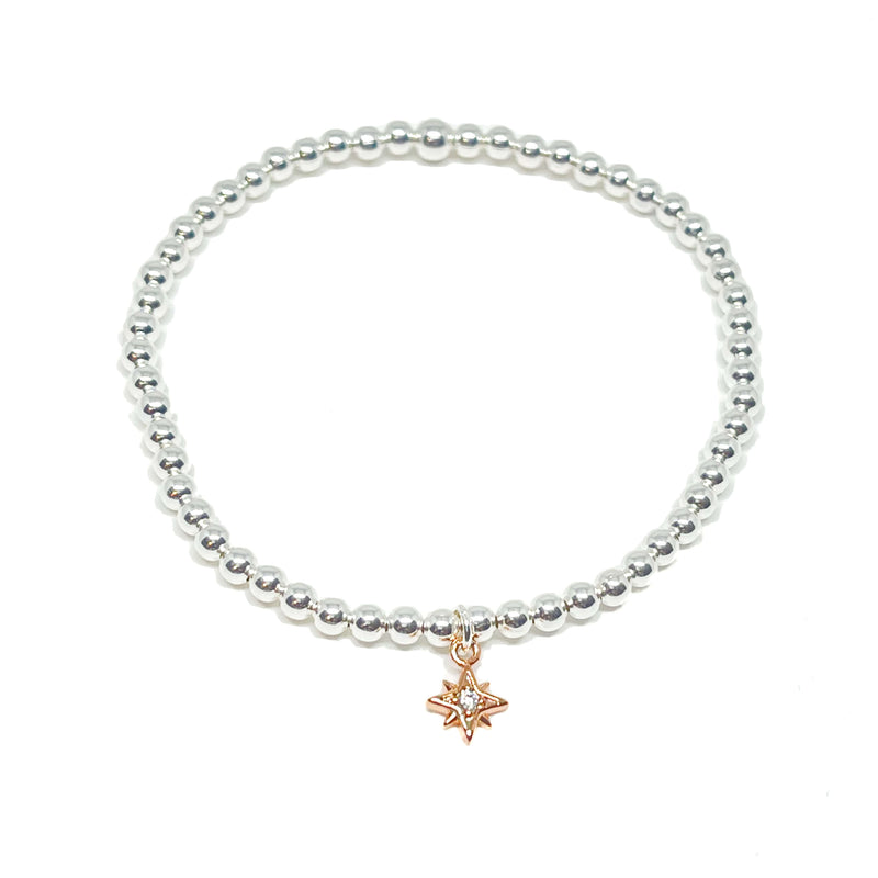 Breichled Seren Ddisglair Plentyn - Aur Coch | Children’s Sparkly Star Bracelet – Rose Gold
