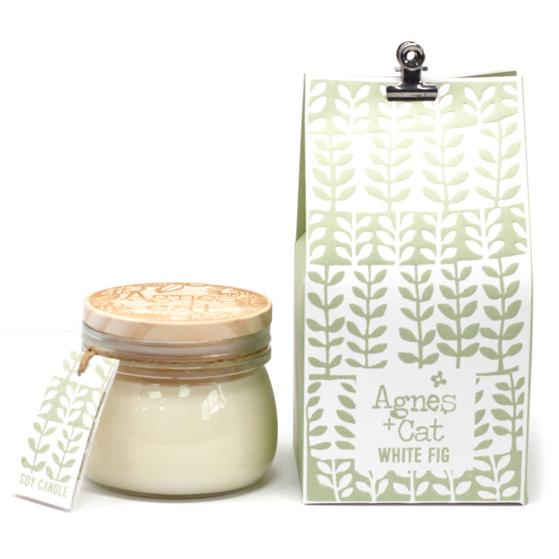 Cannwyll Ffigys Gwyn | Agnes & Cat White Fig Soy Wax Jar Candle