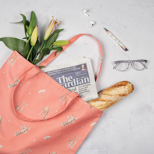 Bag Siopa Jiraff | Wrendale Foldable Shopping Bag - Giraffe