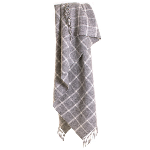 Carthen Wlân Cymreig - Siec Llwyd | Welsh Wool Blanket - Grey Check