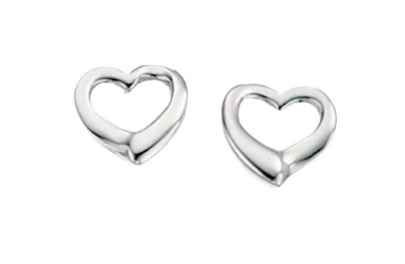 Clustdlysau Styd Arian | Sterling Silver Stud Earrings - Fiona Heart