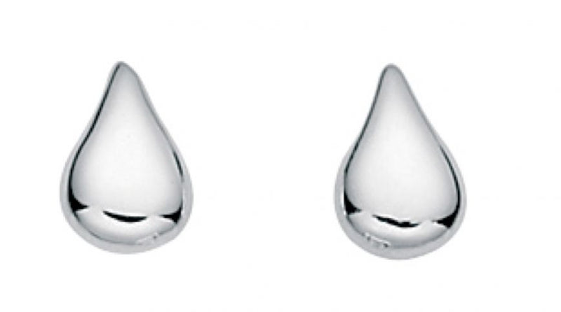 Clustdlysau Styd Arian | Silver Stud Earrings - Small Teardrop
