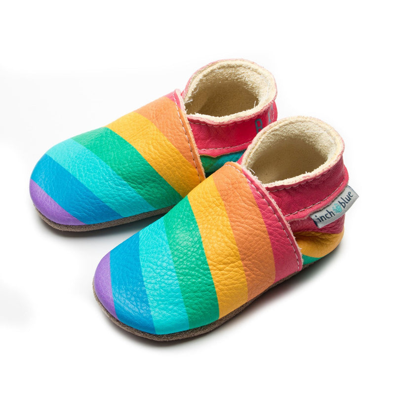 Esgidiau Inch Blue Streipiau Enfys  | Rainbow Stripes Inch Blue Shoes